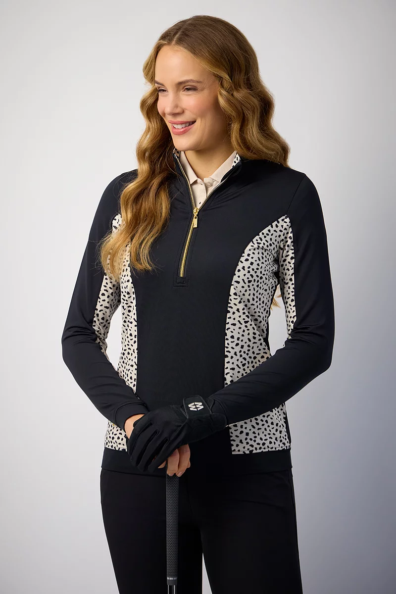 Ladies Quarter Zip Lightweight Shaped Panel Performance Golf Midlayer
