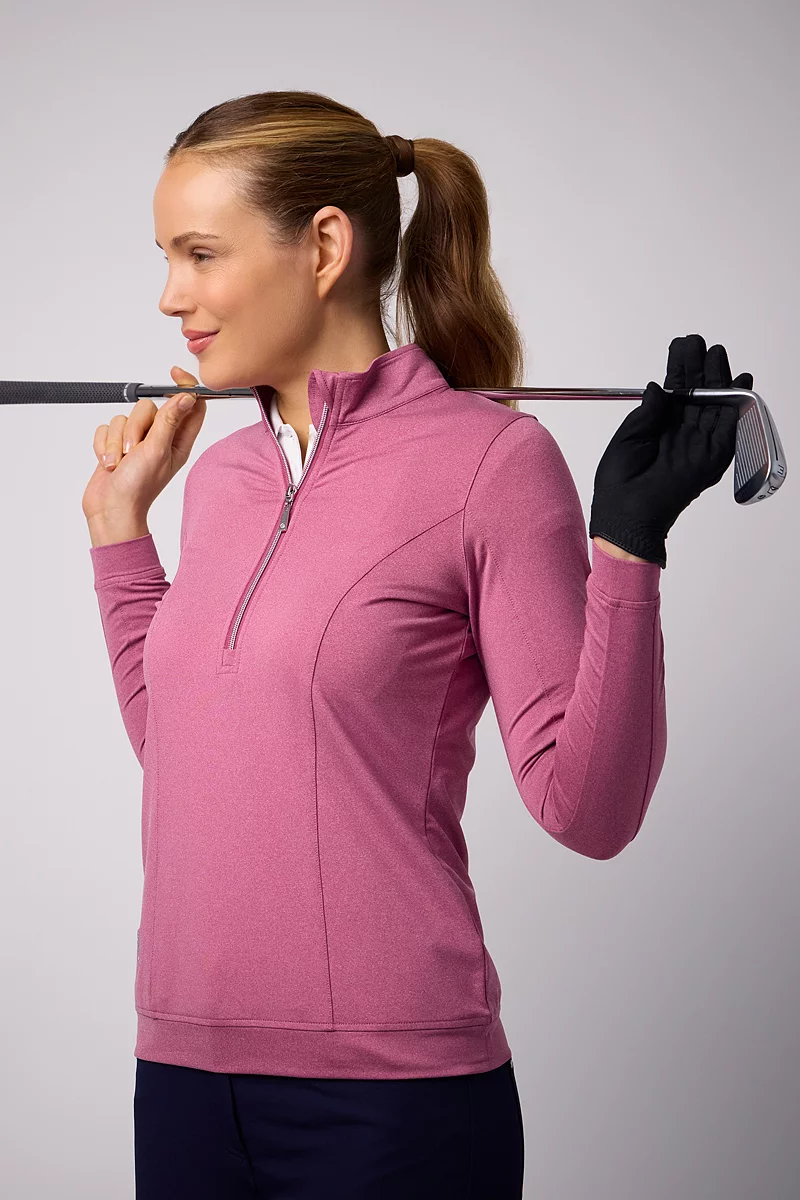 Ladies Quarter Zip Lightweight Shaped Panel Performance Golf Midlayer