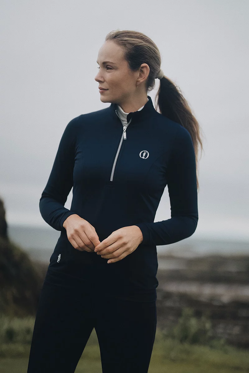 The Open Ladies Quarter Zip Lightweight Shaped Panel Performance Golf Midlayer