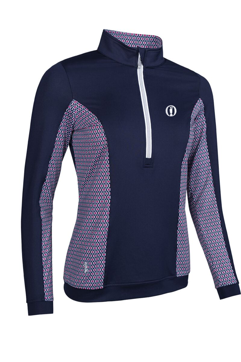The Open Ladies Quarter Zip Lightweight Shaped Panel Performance Golf Midlayer