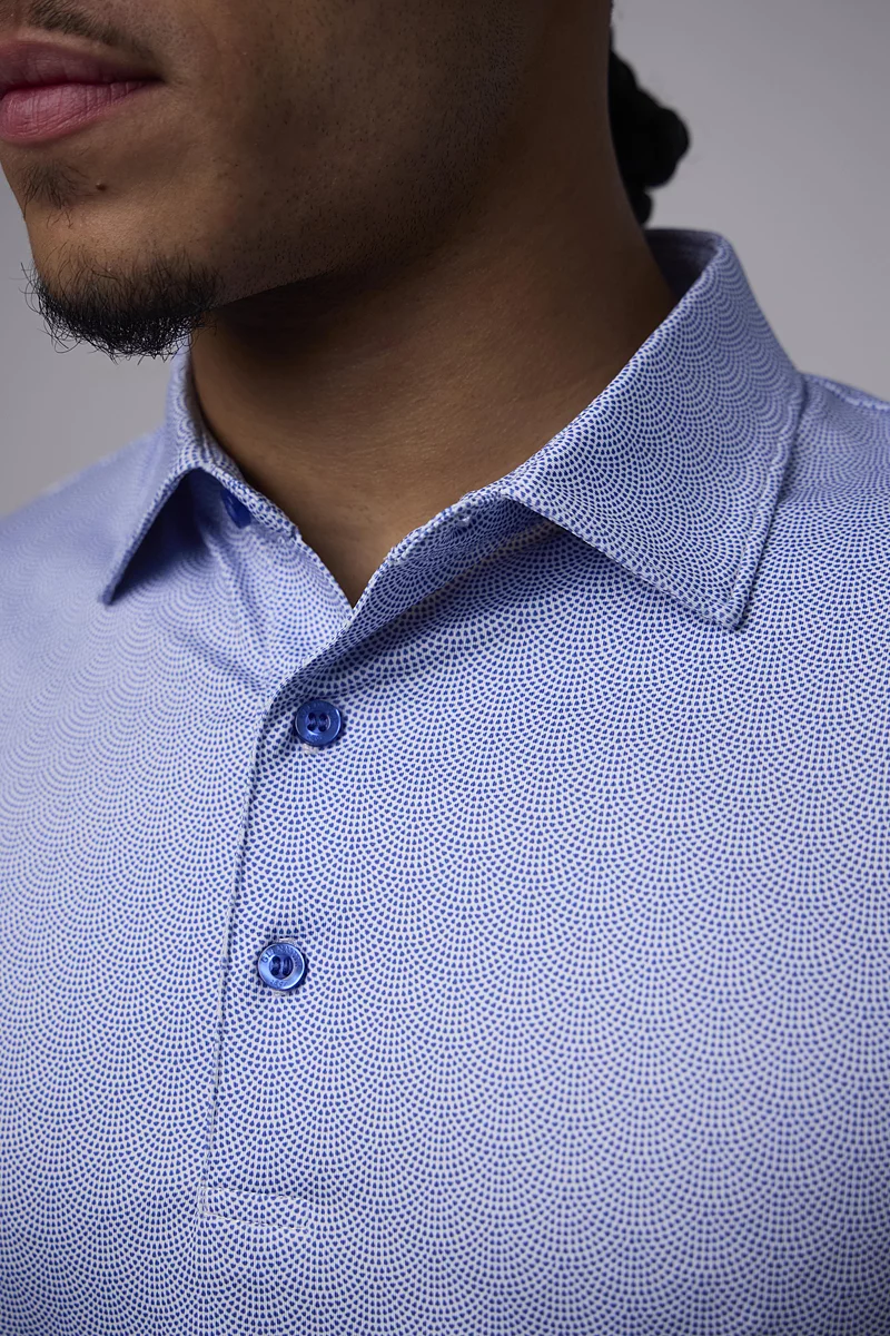 Mens Micro Fan Print Performance Golf Shirt