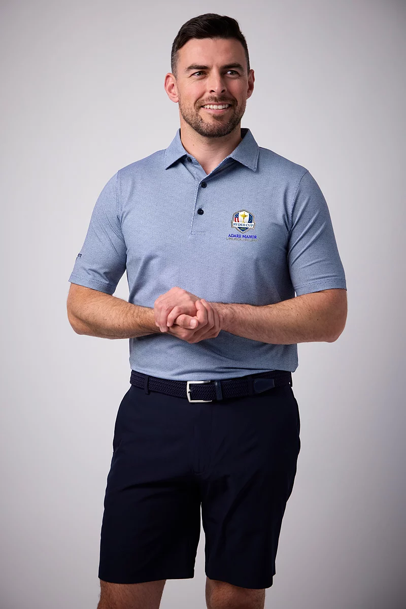 Official Ryder Cup 2027 Mens Micro Fan Print Performance Golf Shirt Official Ryder Cup 2027 Mens Micro Fan Print Performance Golf Shirt