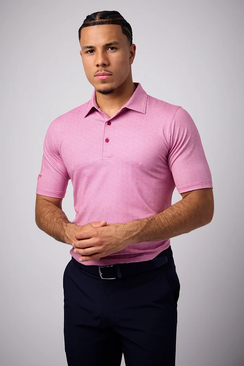 Mens Micro Fan Print Performance Golf Shirt