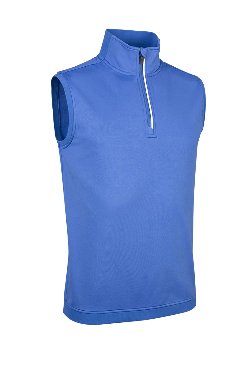 Mens Quarter Zip Contrast Rib Sleeveless Performance Midweight Golf Midlayer Sale Tahiti/White S