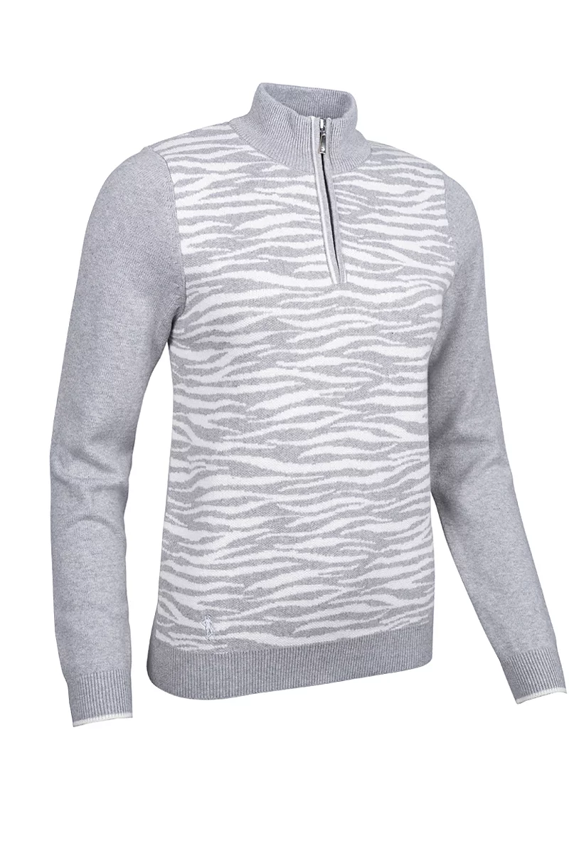 Quarter Zip Animal Pattern Touch Cashmere Midweight Golf Sweater Sale