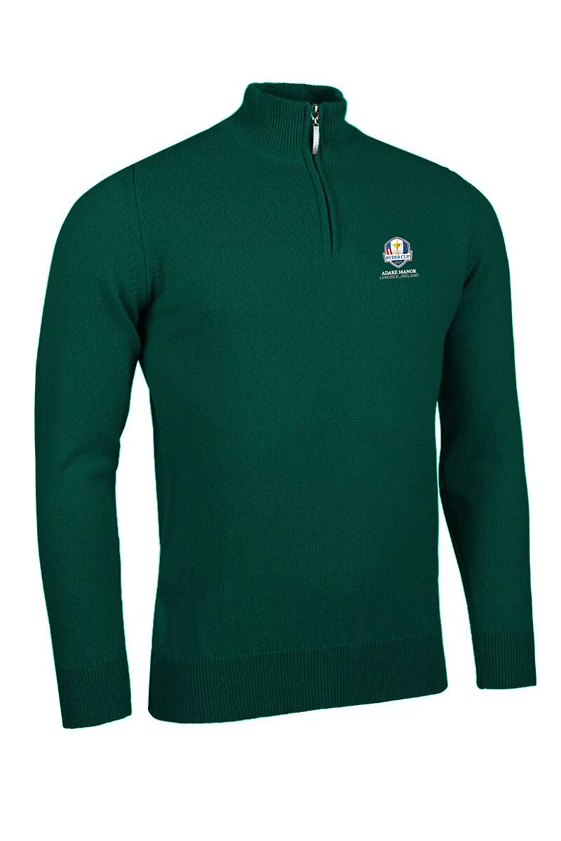 Official Ryder Cup 2027 Mens Quarter Zip Lambswool Midweight Golf Sweater Bottle XXL