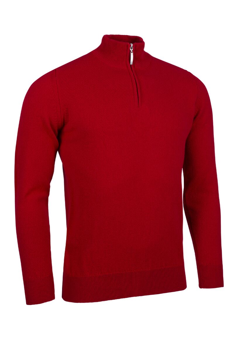 Mens Quarter Zip Lambswool Midweight Golf Sweater