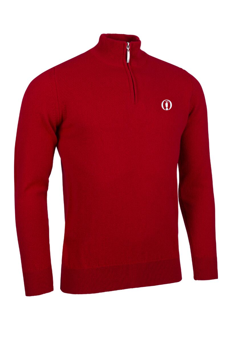 The Open Mens Quarter Zip Lambswool Midweight Golf Sweater