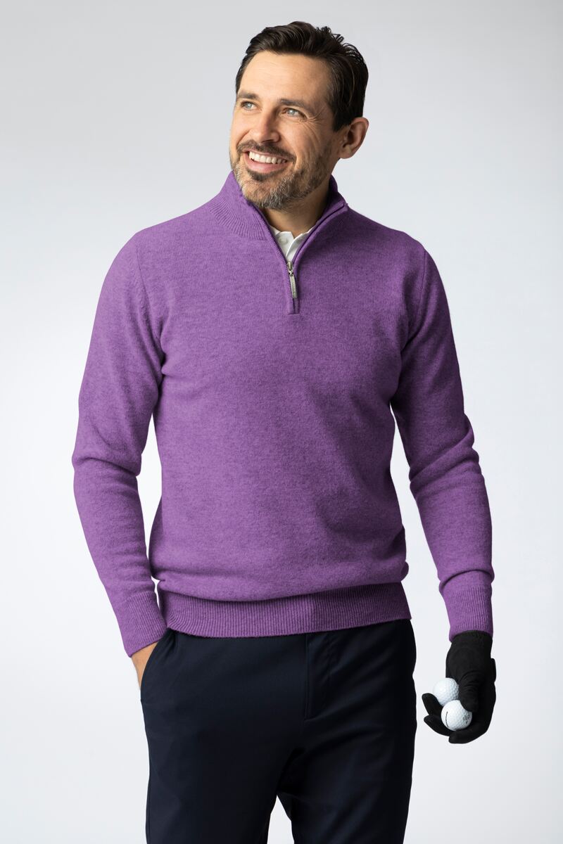 g.COLL Mens Zip Neck Lambswool Golf Sweater