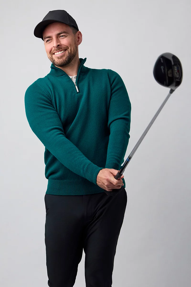 The Open Mens Quarter Zip Lambswool Midweight Golf Sweater