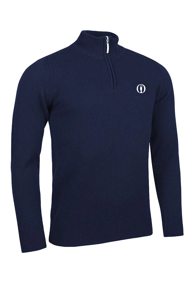 Official Ryder Cup 2027 Mens Quarter Zip Lambswool Midweight Golf Sweater Navy M