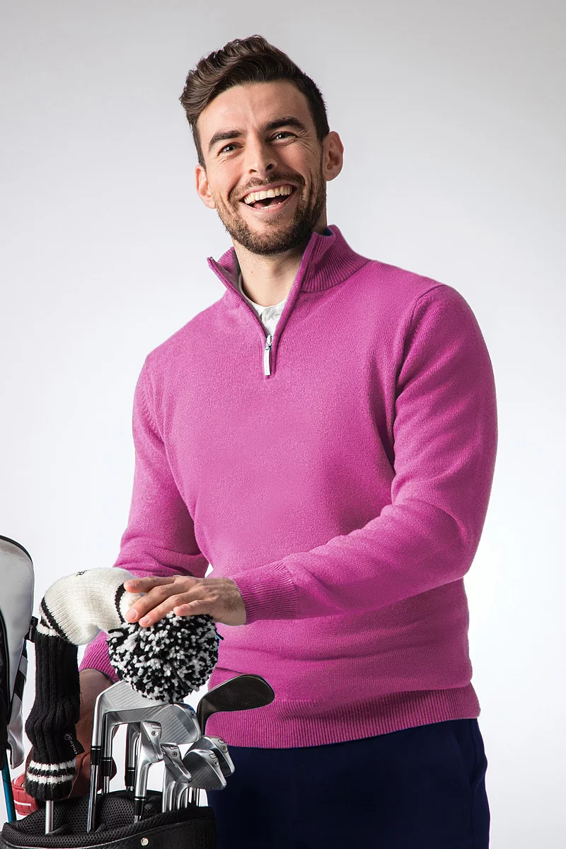 Mens Quarter Zip Lambswool Golf Sweater Sale
