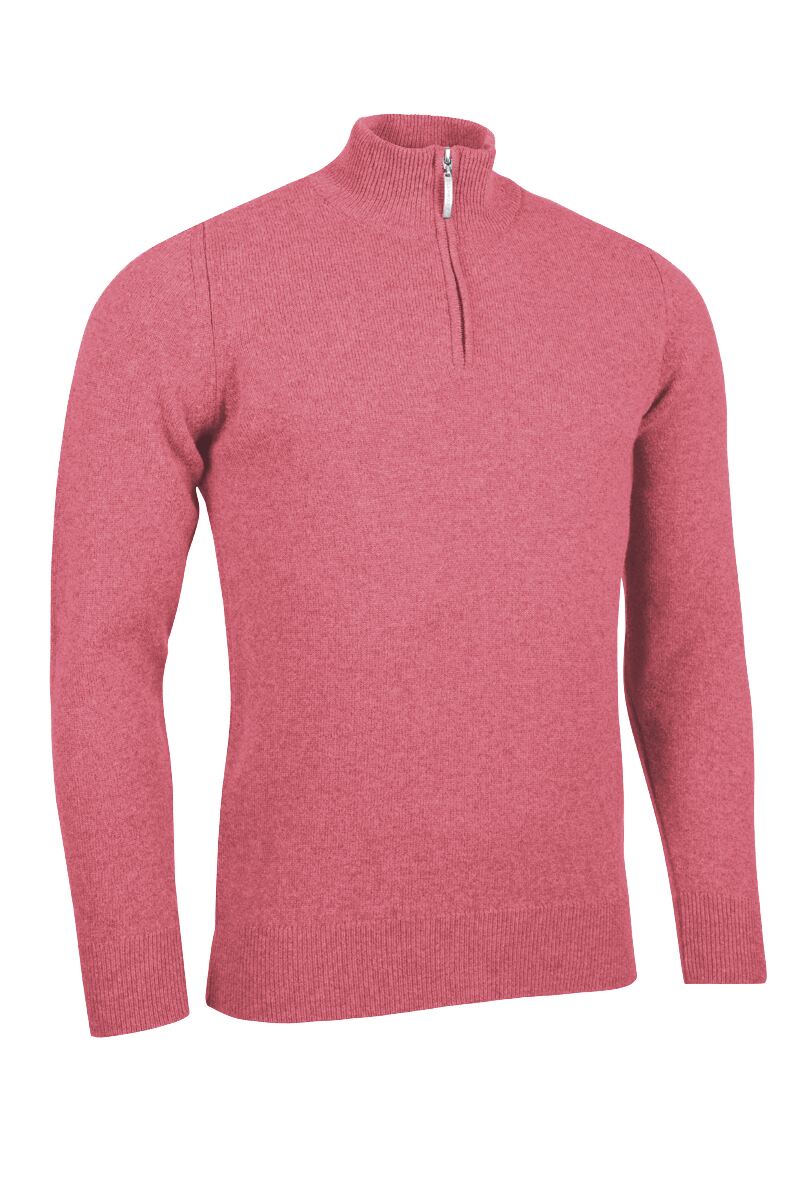 Mens Zip Lambswool Coll Golf Sweater