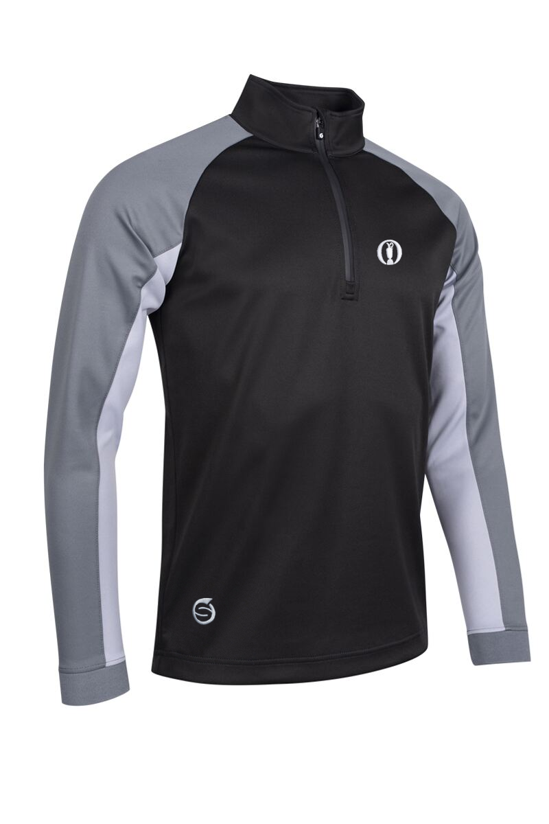 The Open Mens Quarter Zip Contrast Sleeve Panel Showerproof Golf Midlayer