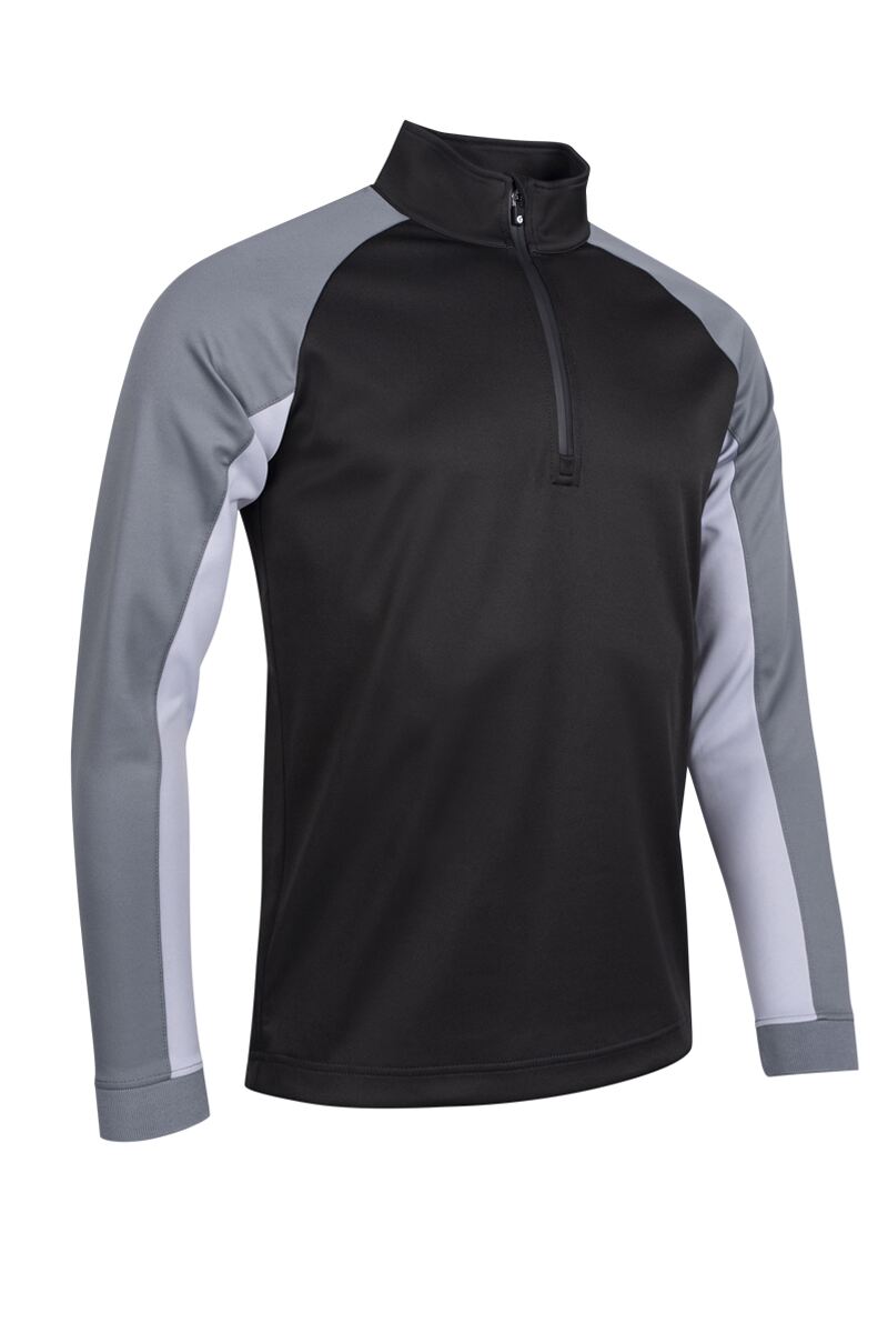 Mens Quarter Zip Contrast Sleeve Panel Showerproof Golf Midlayer Mens Quarter Zip Contrast Sleeve Panel Showerproof Golf Midlayer