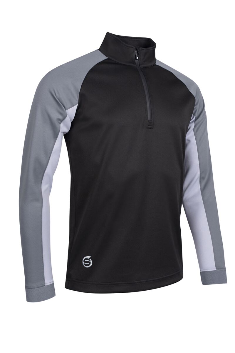Mens Quarter Zip Contrast Sleeve Panel Showerproof Golf Midlayer