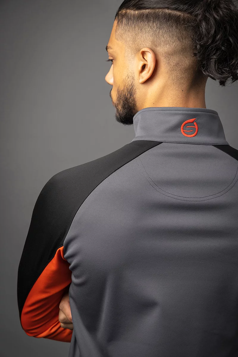Mens Quarter Zip Contrast Sleeve Panel Showerproof Golf Midlayer Mens Quarter Zip Contrast Sleeve Panel Showerproof Golf Midlayer