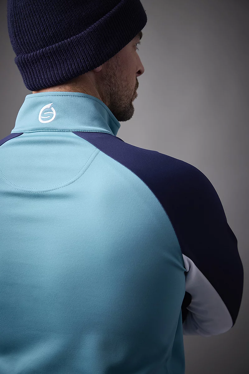 Mens Quarter Zip Contrast Sleeve Panel Showerproof Golf Midlayer