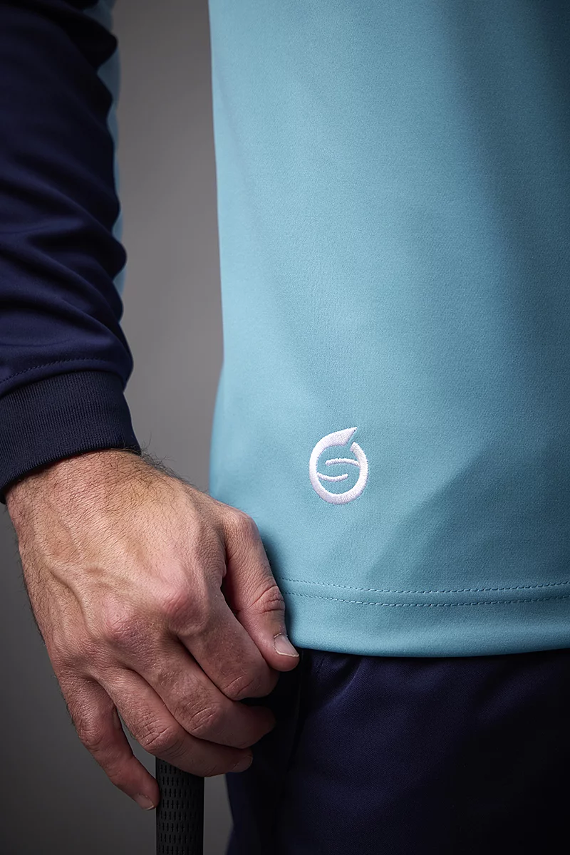 The Open Mens Quarter Zip Contrast Sleeve Panel Showerproof Golf Midlayer