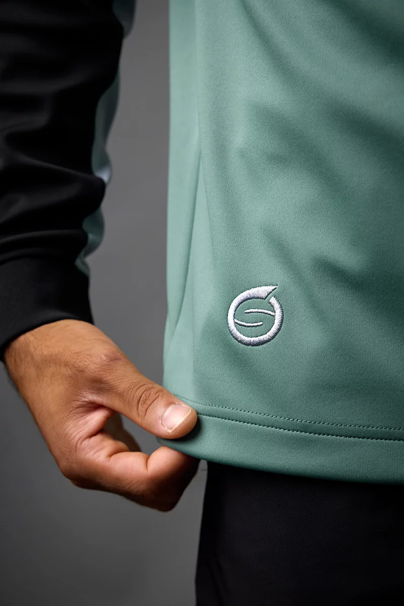 Mens Quarter Zip Contrast Sleeve Panel Showerproof Golf Midlayer