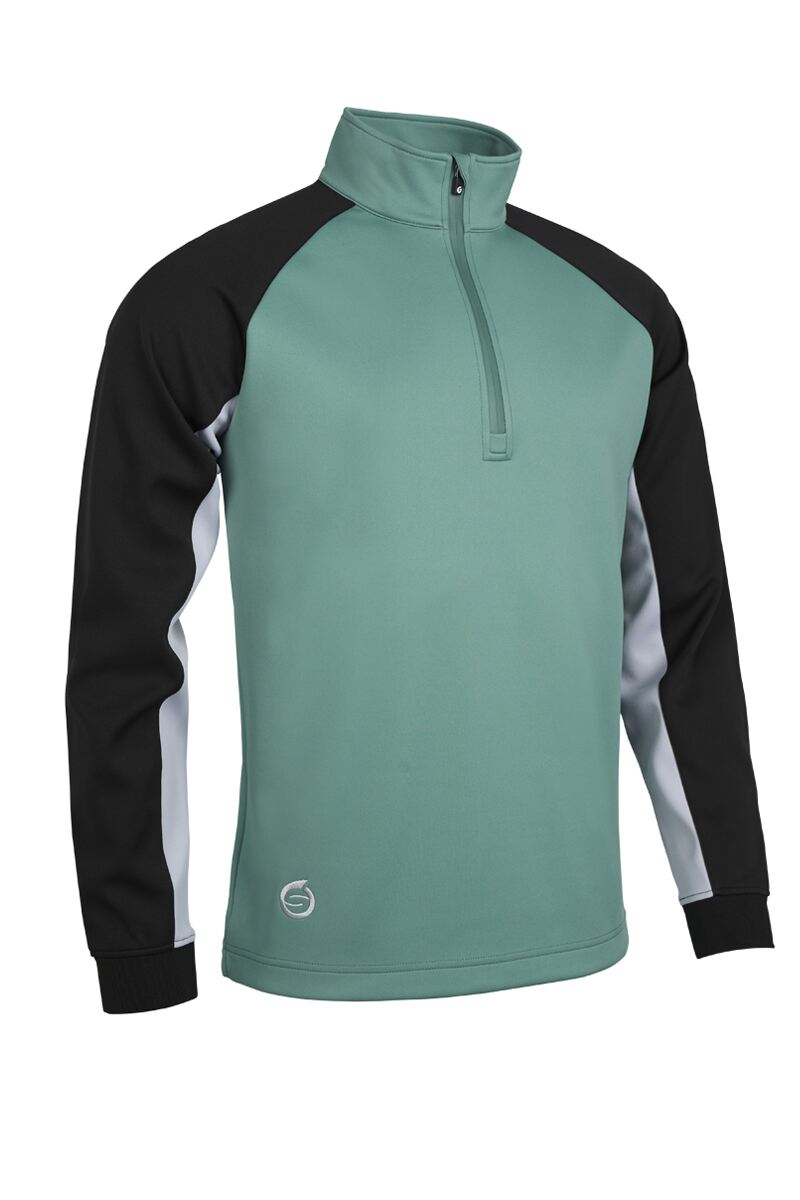 Mens Quarter Zip Contrast Sleeve Panel Showerproof Golf Midlayer