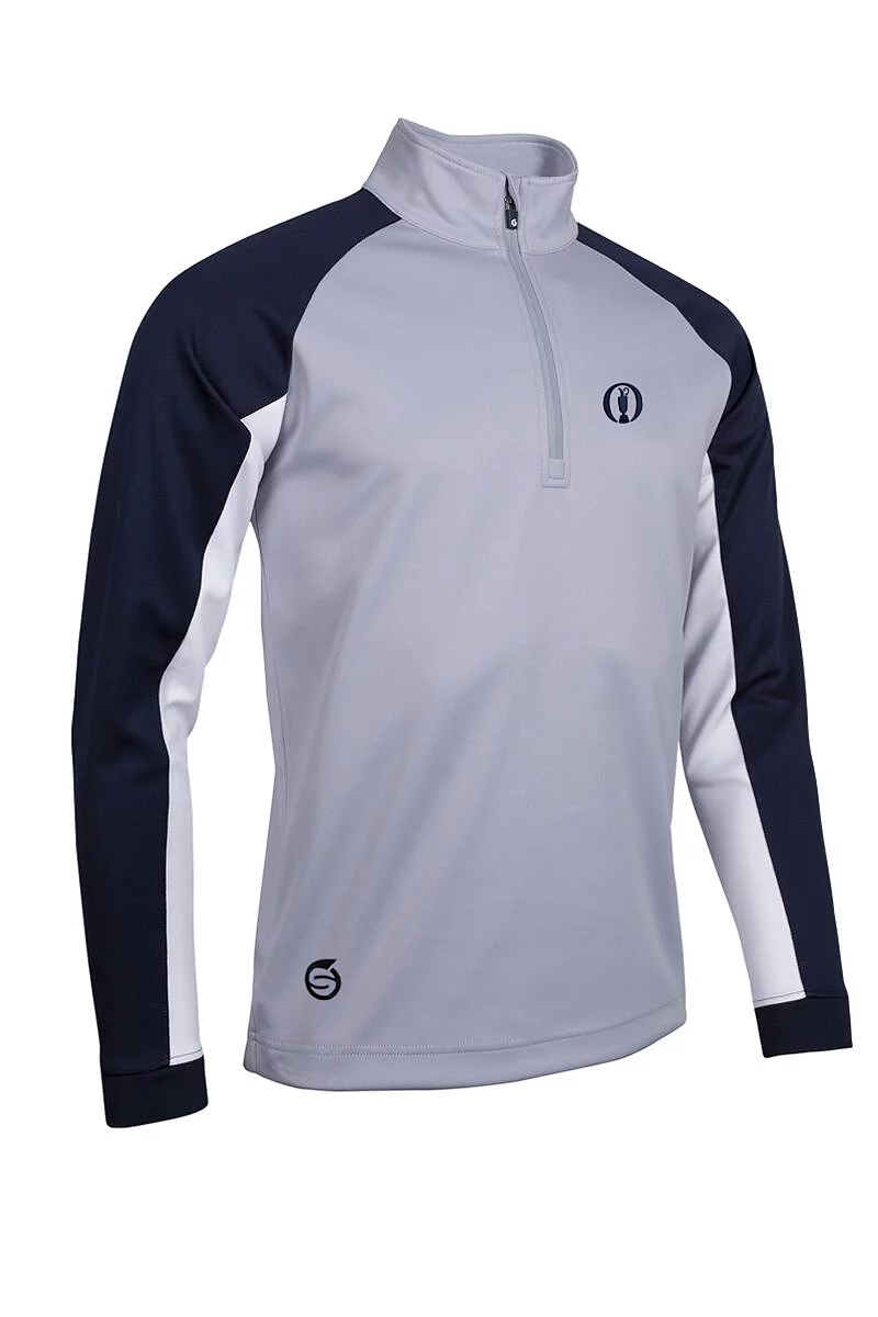 Official Ryder Cup 2027 Mens Quarter Zip Contrast Sleeve Panel Showerproof Golf Midlayer Silver/Navy/White XXL