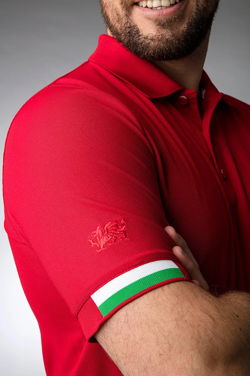 Official Ryder Cup 2027 Mens Welsh Flag Performance Golf Polo Shirt Official Ryder Cup 2027 Mens Welsh Flag Performance Golf Polo Shirt