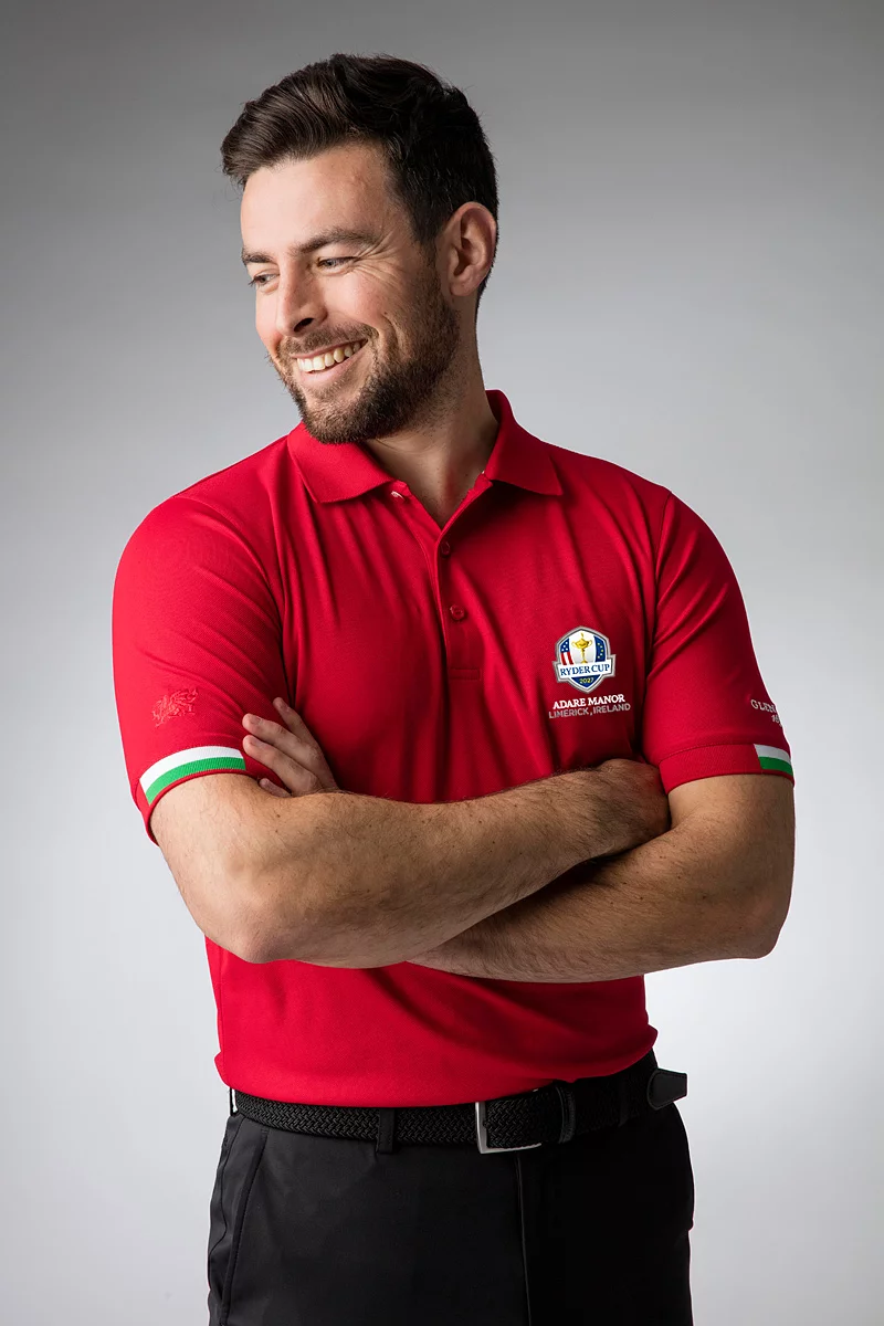 Official Ryder Cup 2027 Mens Welsh Flag Performance Golf Polo Shirt Official Ryder Cup 2027 Mens Welsh Flag Performance Golf Polo Shirt