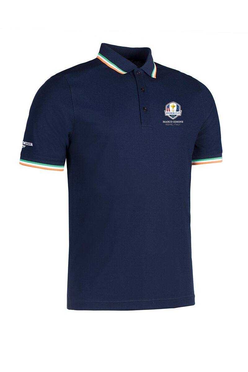 Official Ryder Cup 2025 Mens Irish Flag Performance Golf Polo Shirt Navy XXL