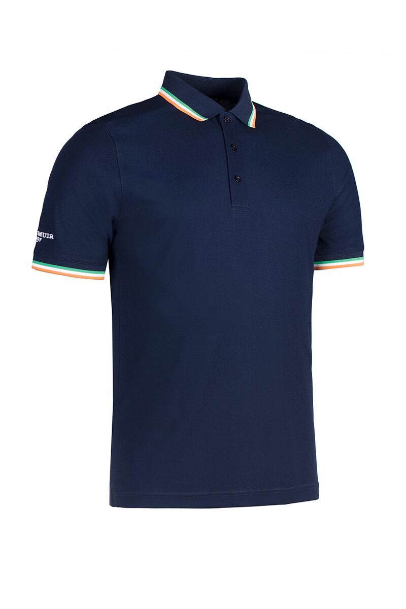 Mens Irish Flag Performance Golf Polo Shirt Navy XL