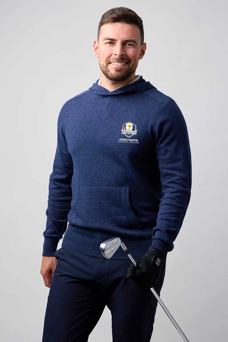 Official Ryder Cup 2027 Mens Saddle Sleeve Touch of Cashmere Midweight Golf Hoodie Official Ryder Cup 2027 Mens Saddle Sleeve Touch of Cashmere Midweight Golf Hoodie