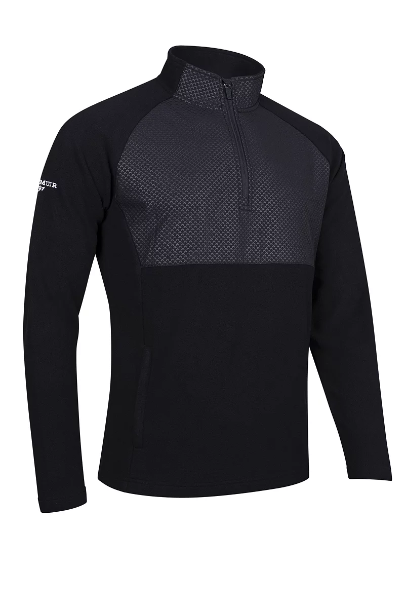 Mens Quarter Zip Fleece Hybrid Performance Midweight Golf Midlayer Sale Black Munro Print L
