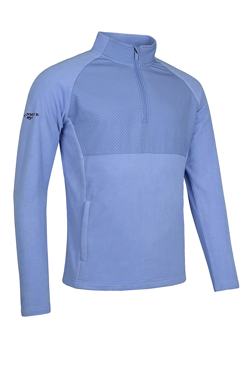 Mens Quarter Zip Fleece Hybrid Performance Midweight Golf Midlayer Sale Light Blue Munro Print M