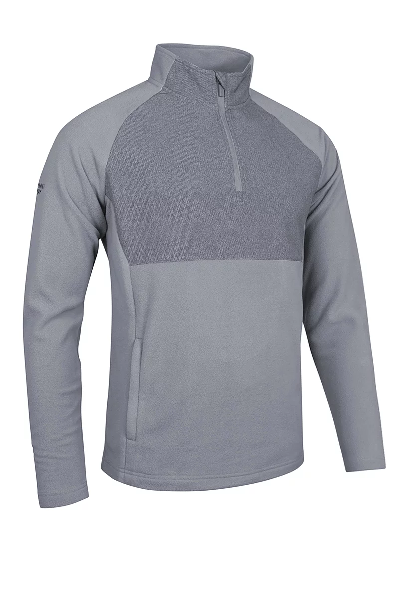 Mens Quarter Zip Fleece Hybrid Performance Midweight Golf Midlayer Sale Light Grey Herringbone M