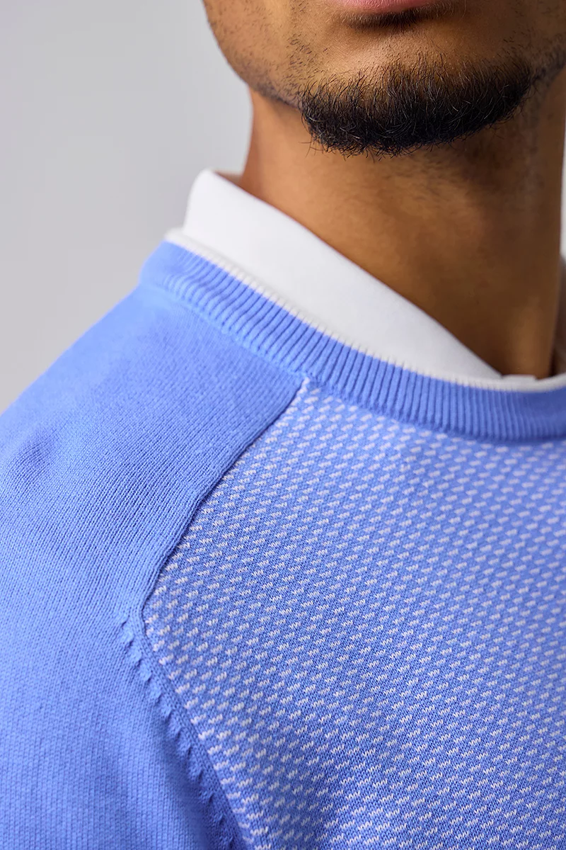 Mens Crew Neck Birdseye Front Cotton Lightweight Golf Sweater Mens Crew Neck Birdseye Front Cotton Lightweight Golf Sweater
