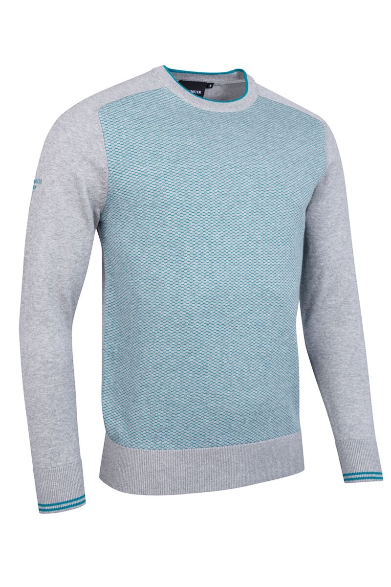 The Open Mens Crew Neck Birdseye Front Cotton Lightweight Golf Sweater