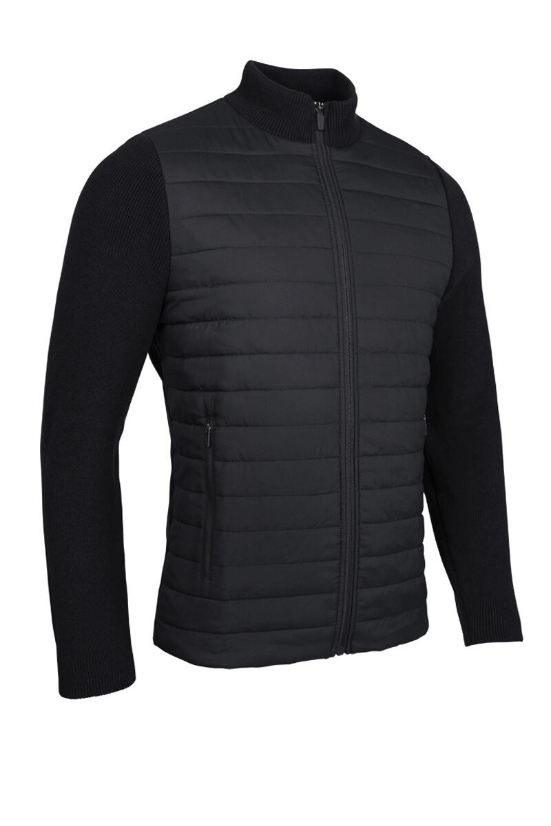 Mens Full Zip Knitted Rib Hybrid Padded Golf Jacket