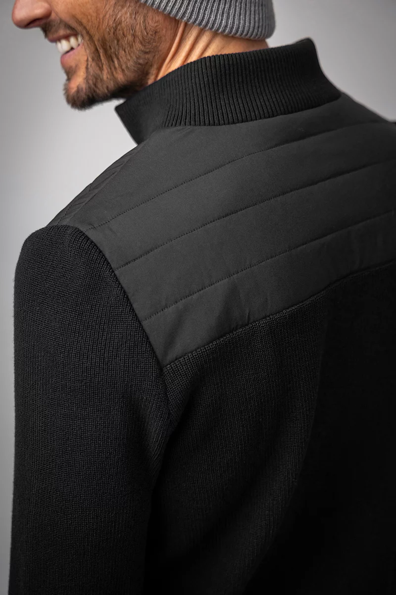 Mens Full Zip Knitted Rib Hybrid Padded Golf Jacket