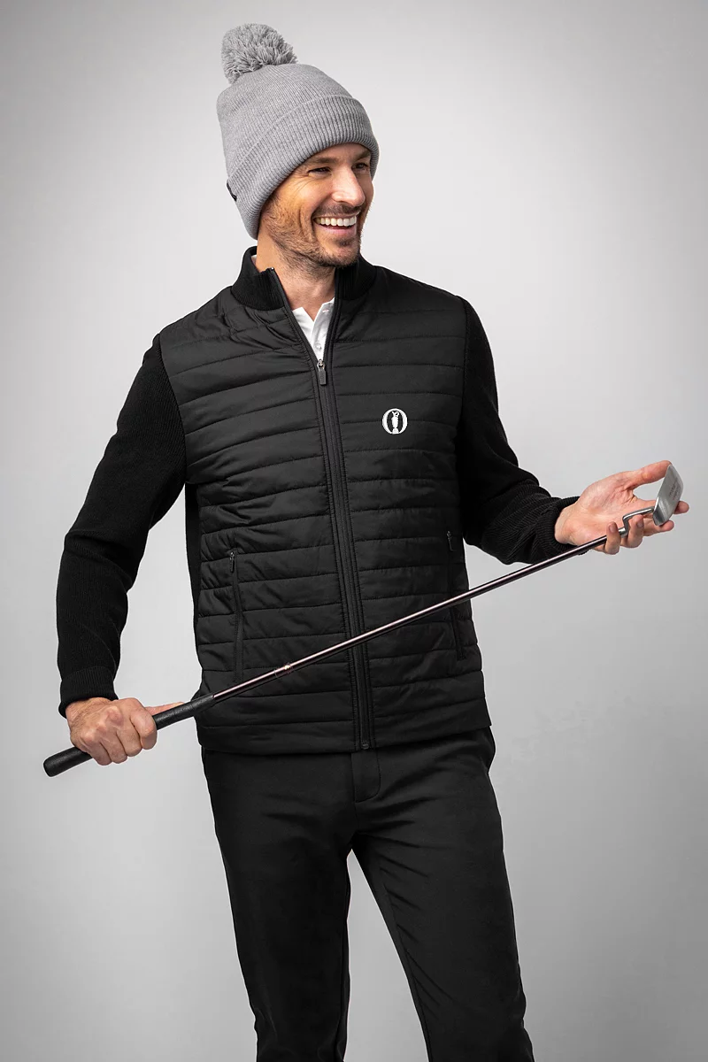 The Open Mens Full Zip Knitted Rib Hybrid Padded Golf Jacket