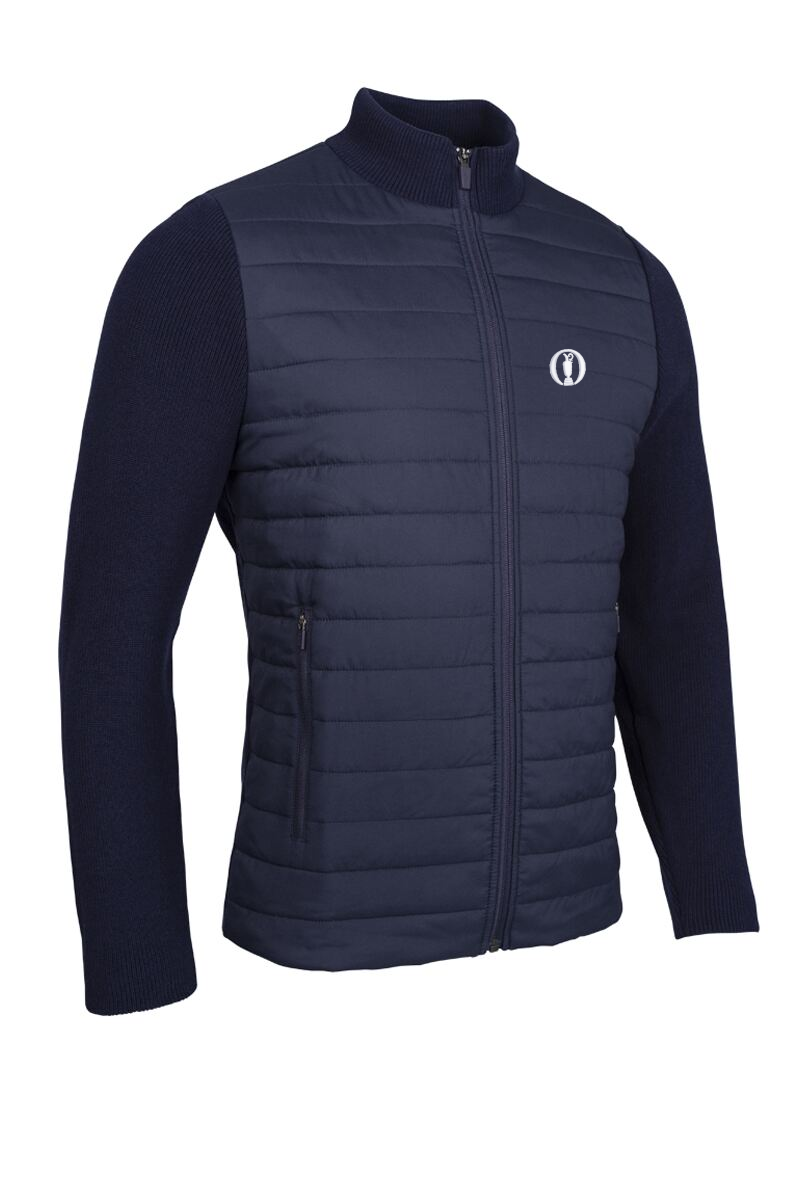 The Open Mens Full Zip Knitted Rib Hybrid Padded Golf Jacket The Open Mens Full Zip Knitted Rib Hybrid Padded Golf Jacket