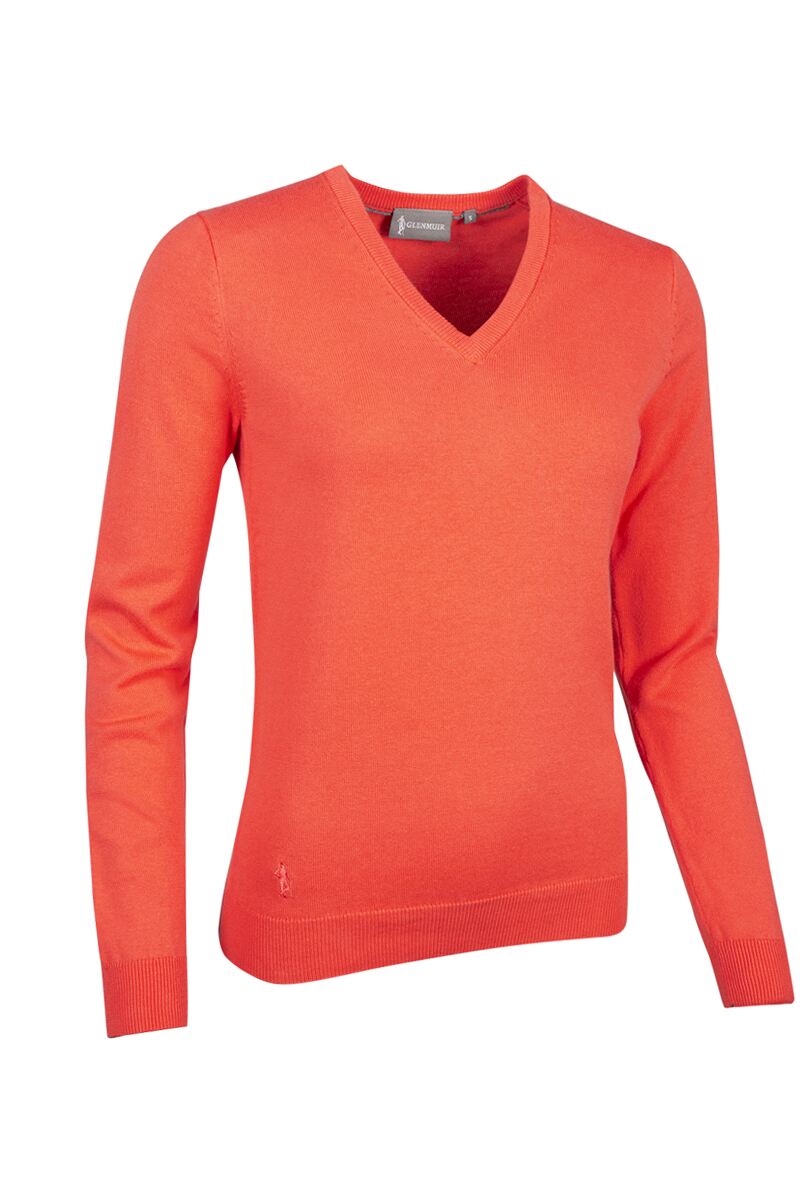 Ladies V Neck Cotton Golf Sweater