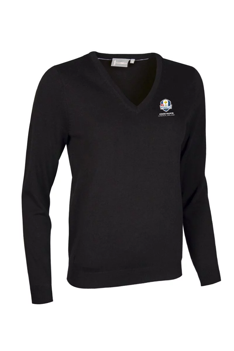 Official Ryder Cup 2027 Ladies V Neck Cotton Lightweight Golf Sweater Black M