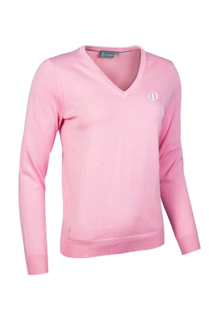 Official Ryder Cup 2027 Ladies V Neck Cotton Lightweight Golf Sweater Candy L