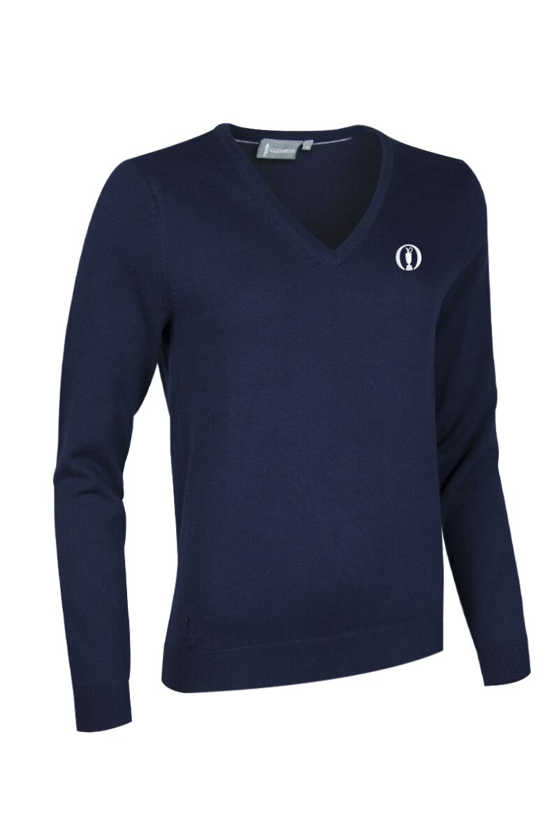 The Open Ladies V Neck Cotton Golf Sweater Navy XS