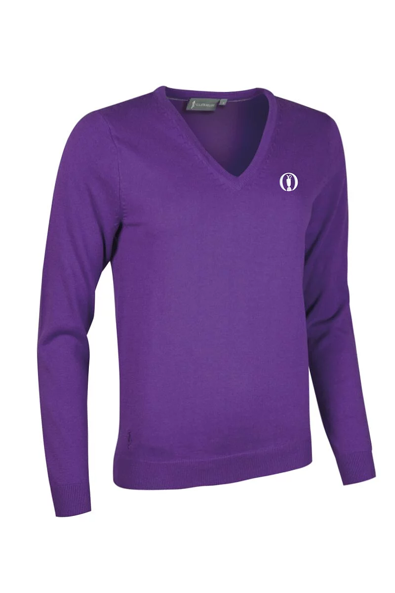 Official Ryder Cup 2027 Ladies V Neck Cotton Lightweight Golf Sweater Royal Purple S