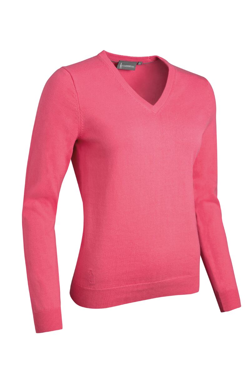 Ladies V Neck Cotton Golf Sweater Sale Sorbet S