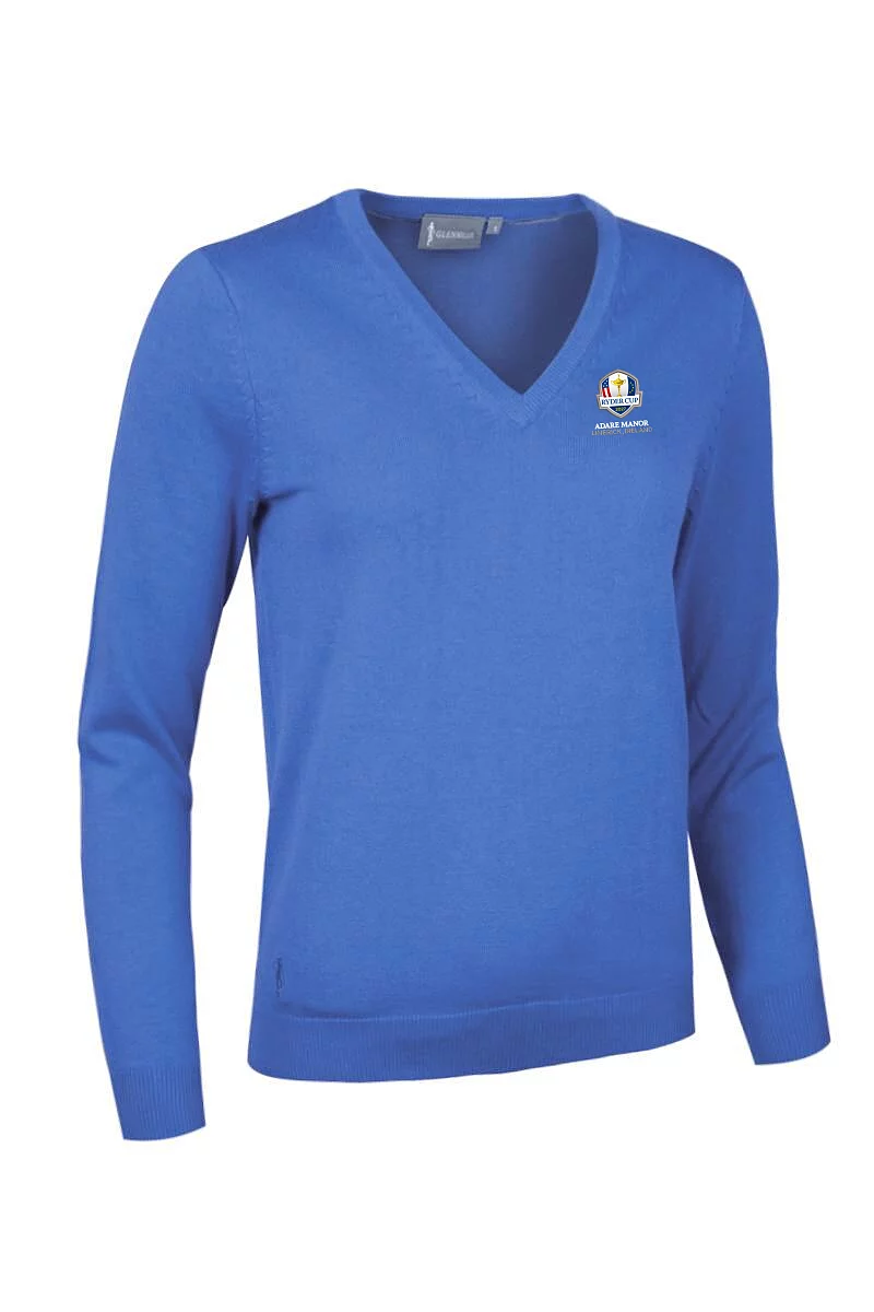 Official Ryder Cup 2027 Ladies V Neck Cotton Lightweight Golf Sweater Tahiti XXL