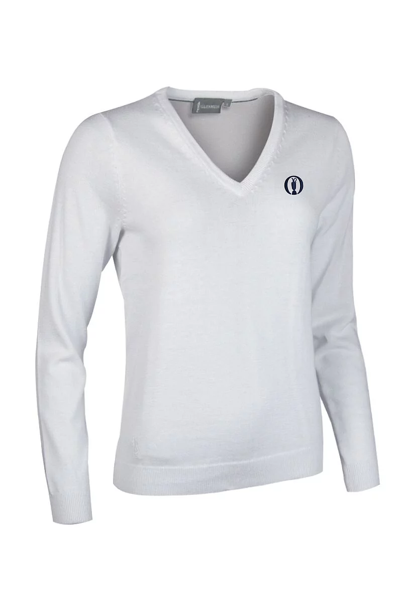 Official Ryder Cup 2027 Ladies V Neck Cotton Lightweight Golf Sweater White XL