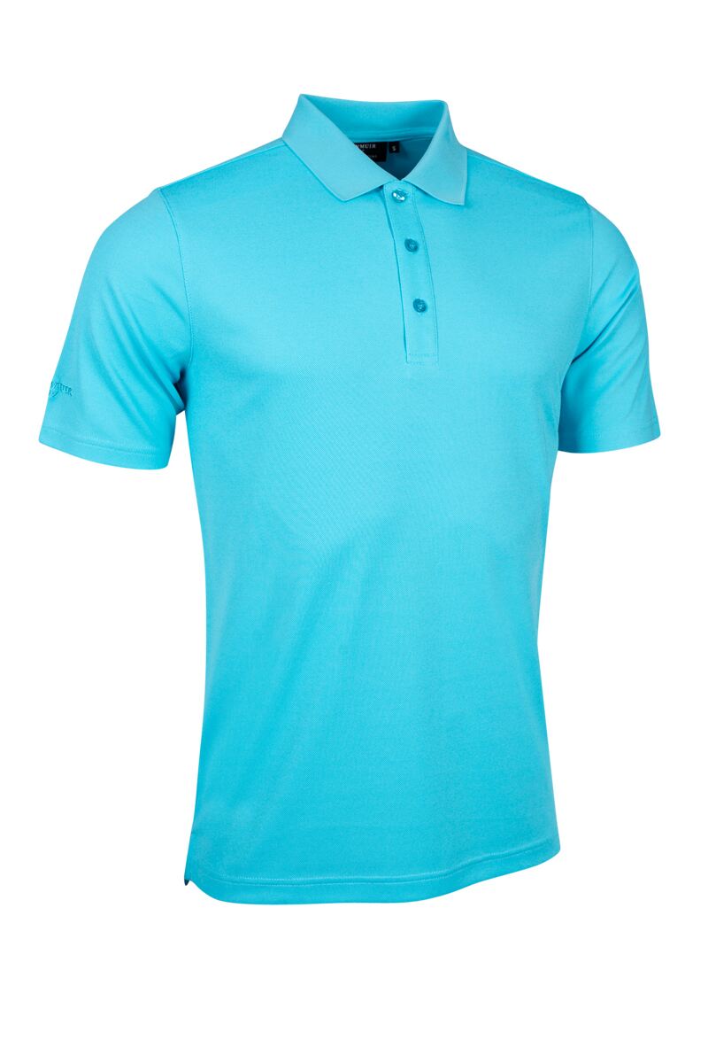 Mens Performance Pique Golf Polo Shirt Aqua L