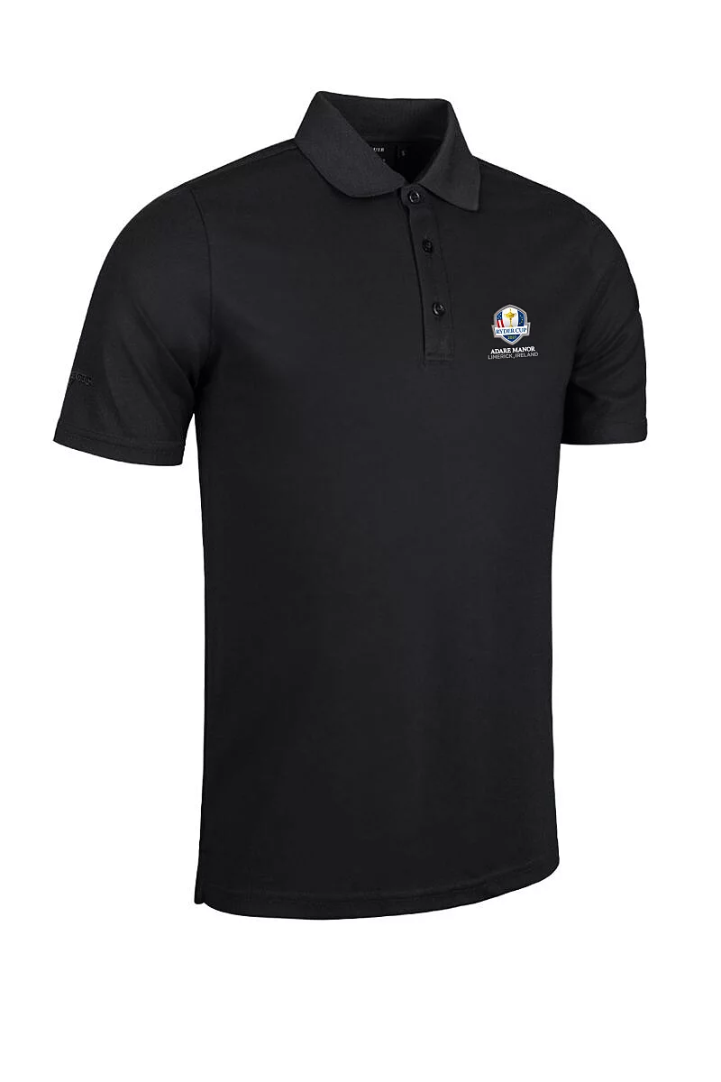 Official Ryder Cup 2027 Mens Performance Pique Golf Polo Shirt Black XL